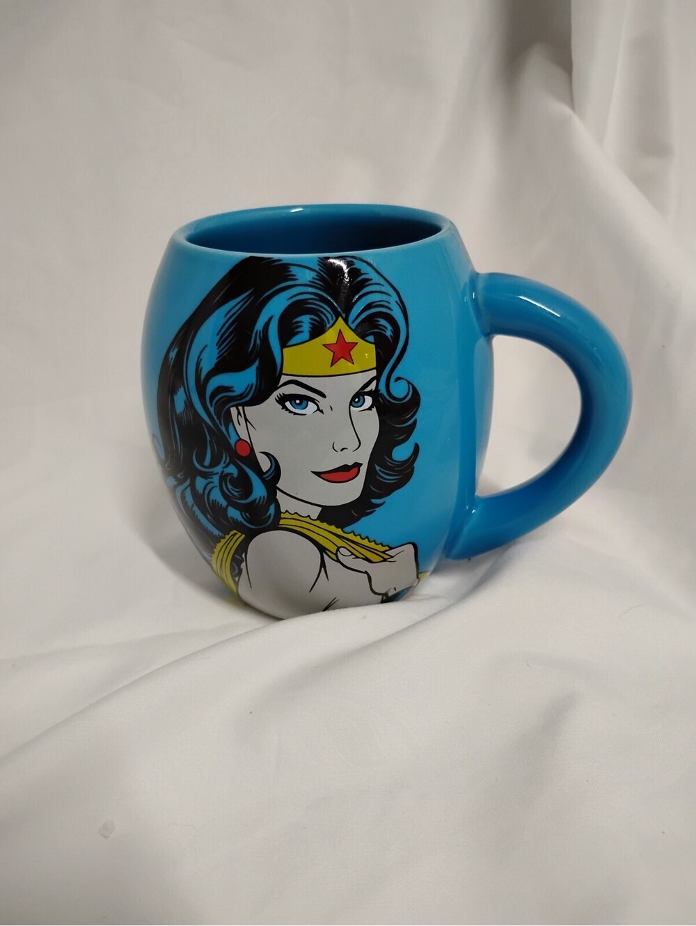 Vintage DC Comics Wonder Woman Vandor Products Oval Blue Coffee Mug (Excellent)